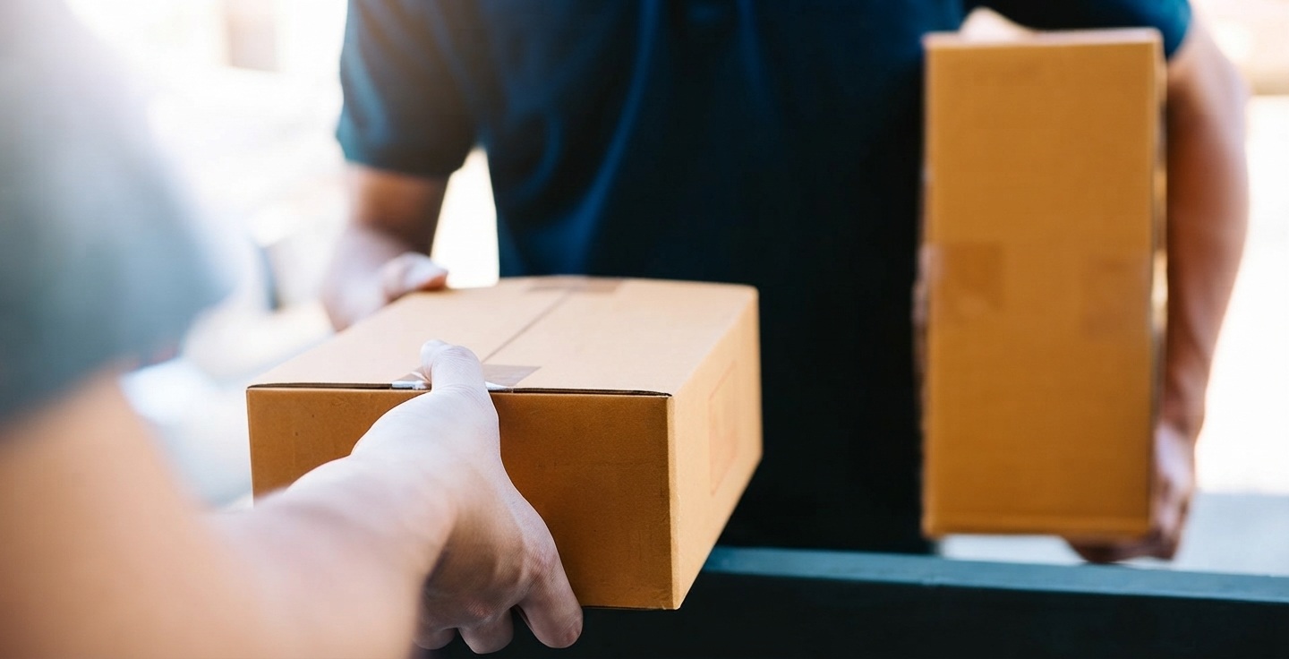 Personne accroupie en train d'emballer un produit dans son carton d'origine avec du papier bulle pour un retour à domicile